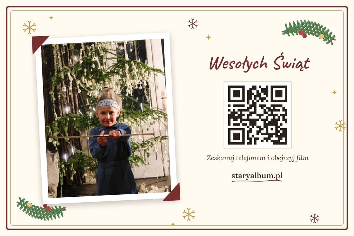 Świąteczna kartka ze zdjęciem i kodem QR