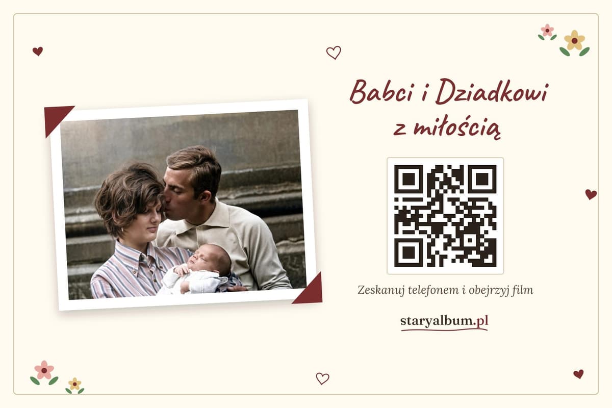 Kartka „Babci i Dziadkowi z miłością” ze zdjęciem i kodem QR